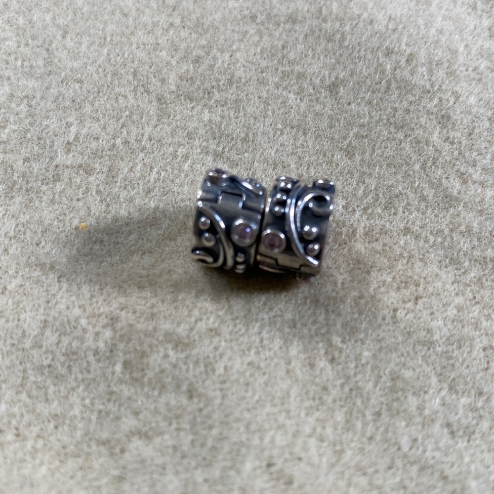 Pandora Bead Stopper Set of two sterling silver with pink crystal